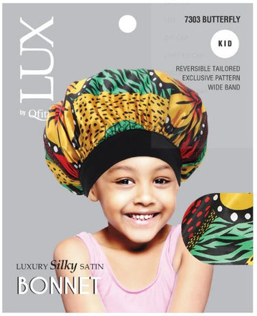 QFITT LUX KIDS Luxury Silky Satin Bonnet - PATTERN, Sareya Beauty Supply Store in Calgary Alberta